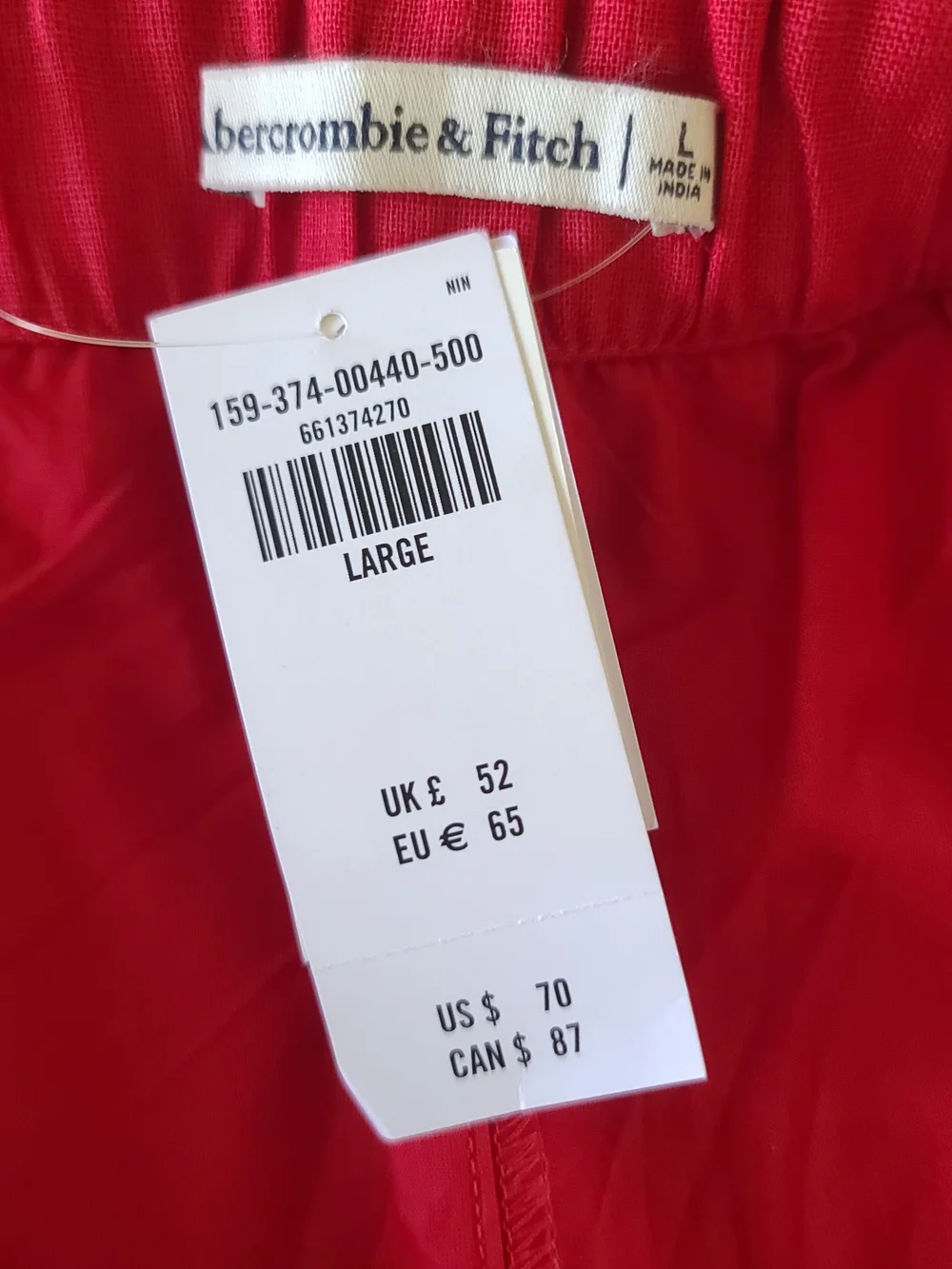 Abercrombie & Fitch Linen-Blend Button Dress Skort Vivid Red Size LG NWT